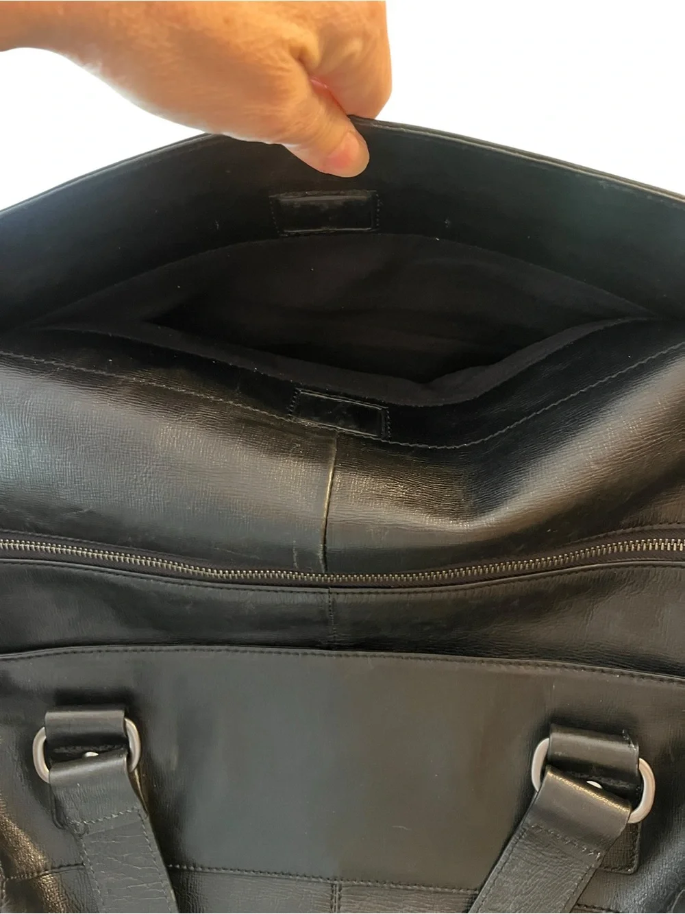Vintage Fossil Brand Black Leather Weekender Duffel Bag